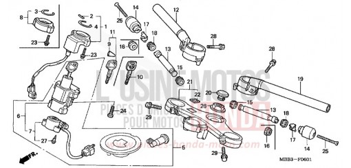 HANDLE PIPE/TOP BRIDGE (1/2/3) VTR1000F2 de 2002